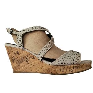 Maurices Linen Bling Wedge Sandals. Cork Size 11